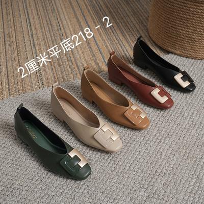 New Style French Low Heel Square Head Shallow Mouth Single Shoes Women's Soft Sole Flat Shoes Shoes for Women Zapatos De Mujer