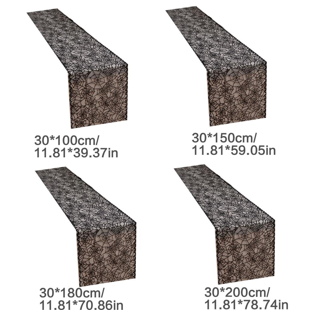 Halloween Black Lace Polyester Tablecloth for Party Decorations Fabric Easy To Cleaning Foldable Designs
