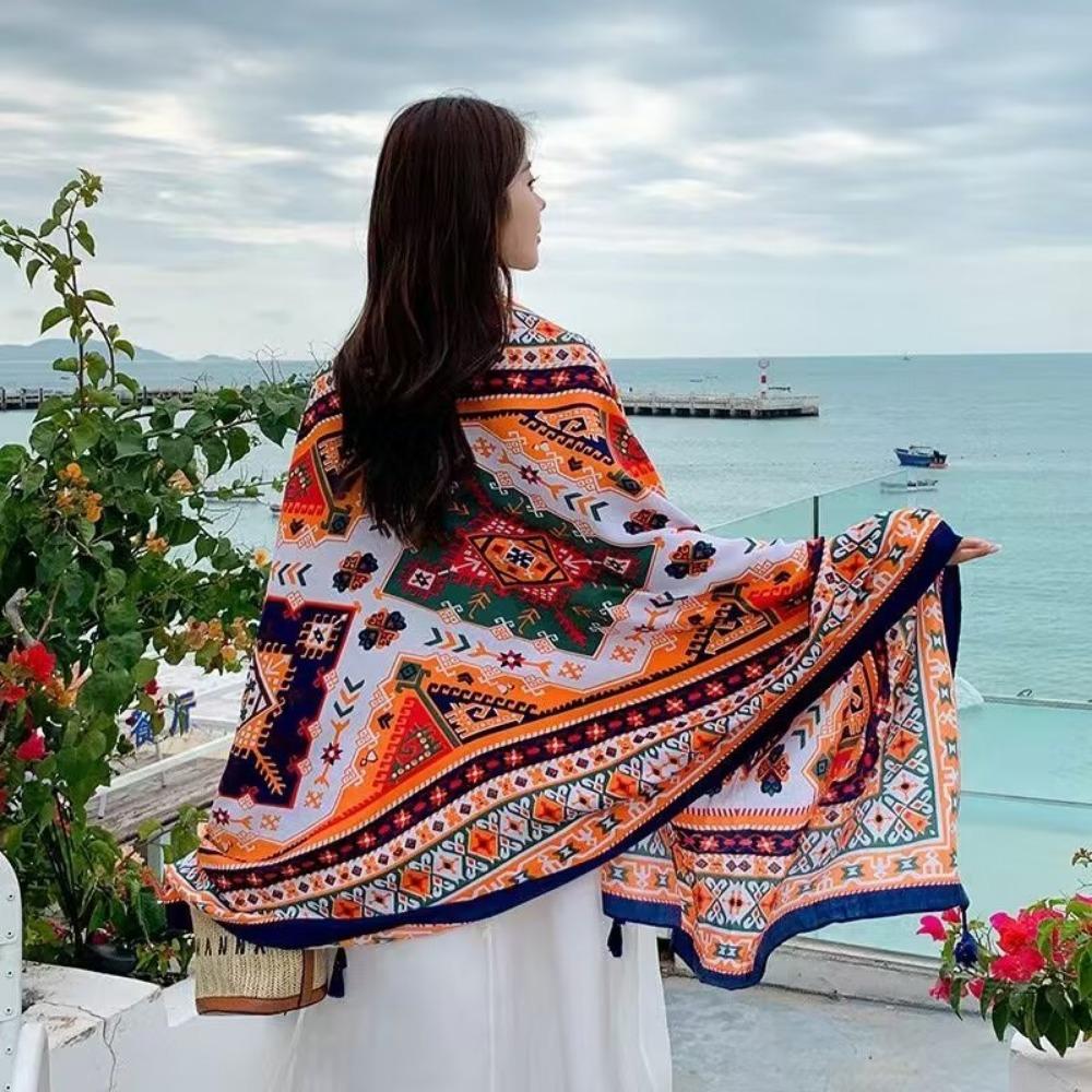 Chaka Salt Lake Great Northwest Tourism Ethnic Style Scarf Silk Scarf Women'S Summer Seaside Beach Shawl Sunscreen Thin