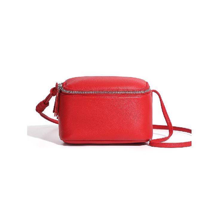 Simple and Casual Top-layer Cowhide Bag, Korean-style Shoulder and Crossbody Bag, Commuter Small Square Bag