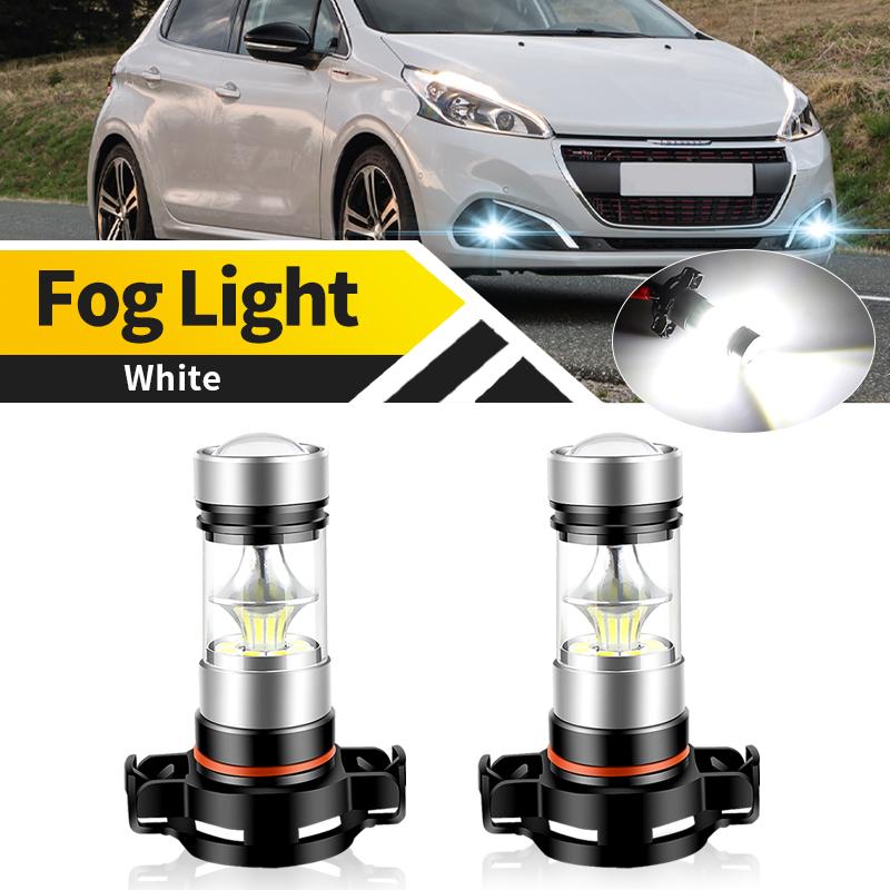 2PCS H16(EU) 5202 5201 PS24W LED Fog Light Bulbs For Peugeot 208 2012-2019 Amber/White Signal Turn Day Driving Running HeadLamp