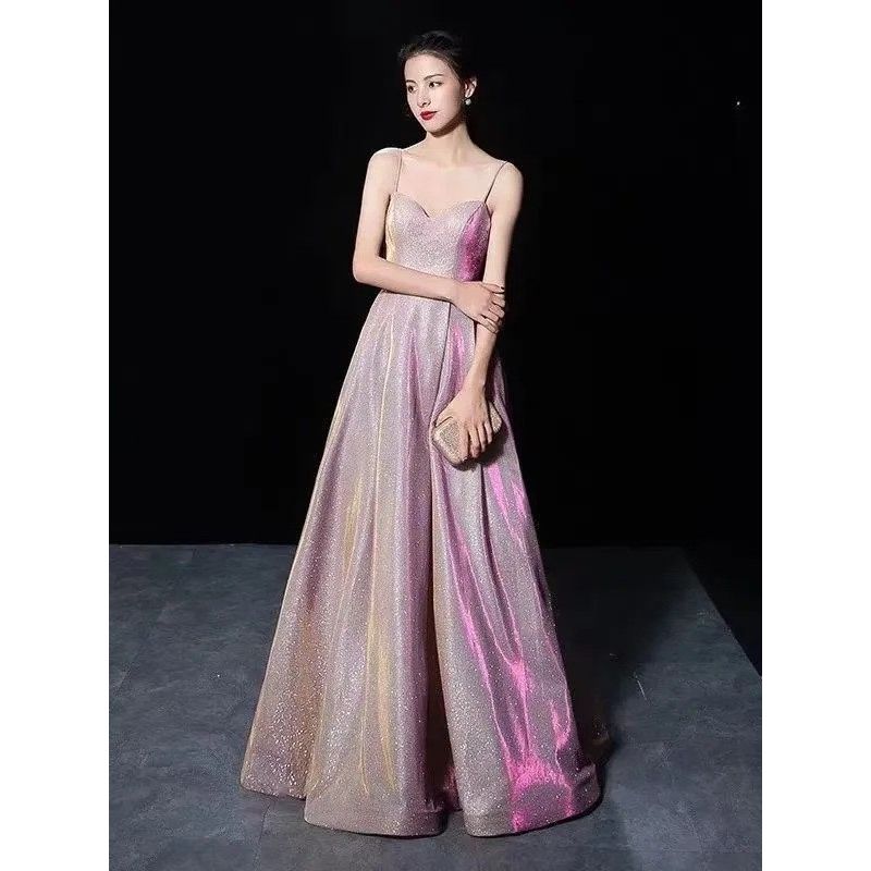 Foreign Trade Summer Birthday Party Dress Banquet Annual Meeting Sling Slimming Starry Sky Evening Dress Jumpsuit DRESS
