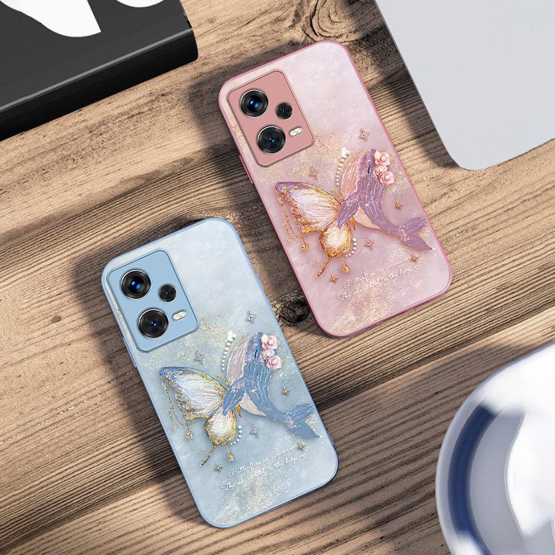 Dreamy Butterfly Colors For Xiaomi 14 Ultra 13 Lite Redmi Note 13 11 Pro 12 Plus Poco X6 3 Pro F4 6 GT Tempered Glass Phone Case