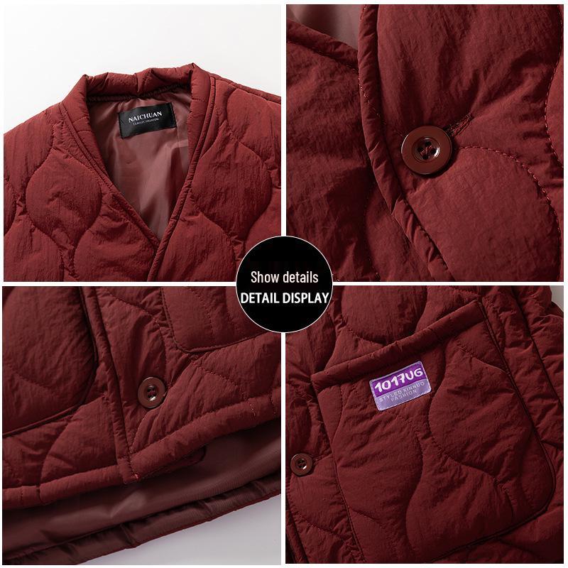 Men's Retro Japanese Style Collarless Cotton Gourd Jacket - Winter Silhouette Coat