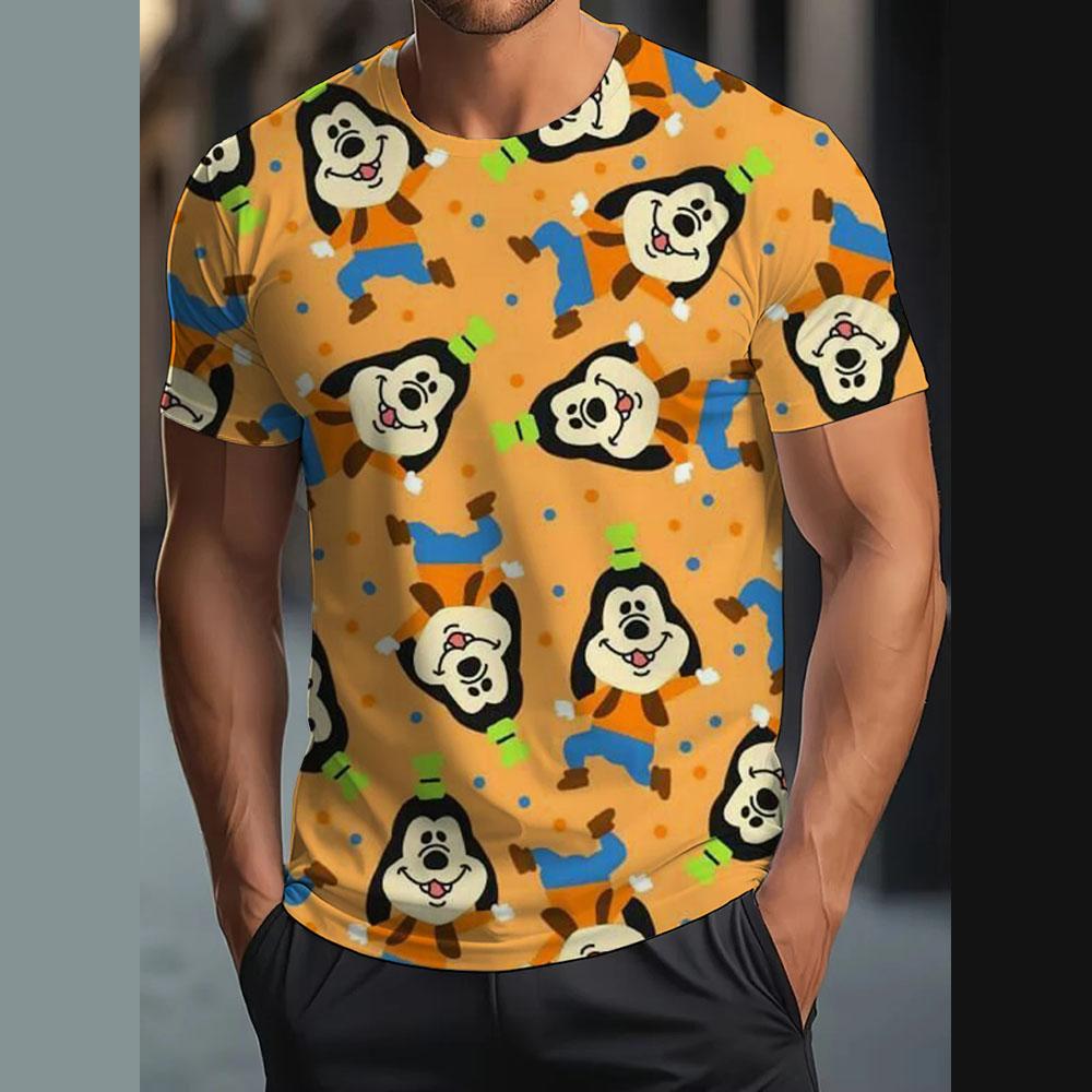 Vintage T-Shirt For Men Disney Goofy Fun Print Tee 3D Printing Casual Round Neck Shirt Harajuku Oversized Men's Clothing Tops