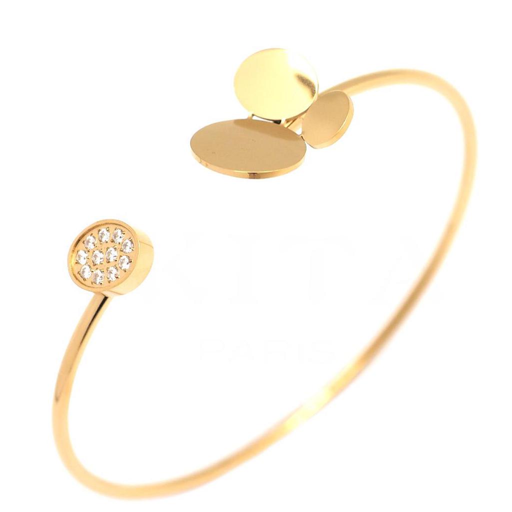 Les Trésors De Lily [Q1222] - Bracelet créateur Acier 'Chorégraphie' blanc doré - 55 mm- 20x17 mm