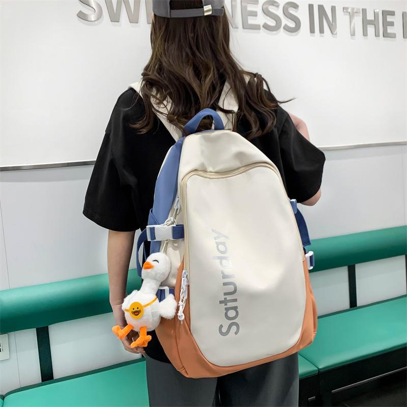 

Школьный рюкзак женский для ученицы средней школы, контрастный рюкзак, студенческий рюкзак для пары single pack