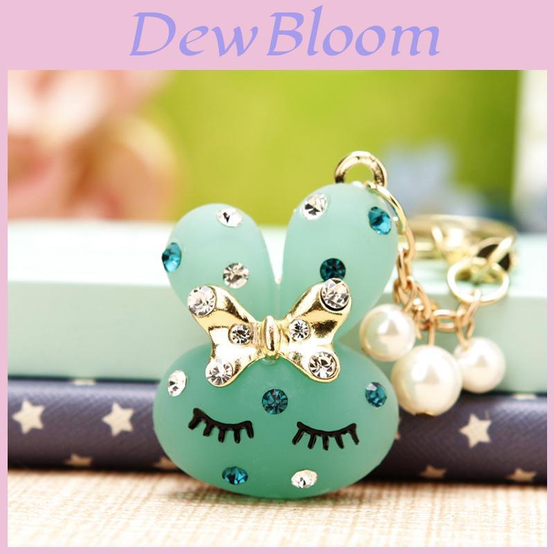 Adorable Rhinestone Rabbit Car Keychain Cute Creative Metal Keyring Gift For Women