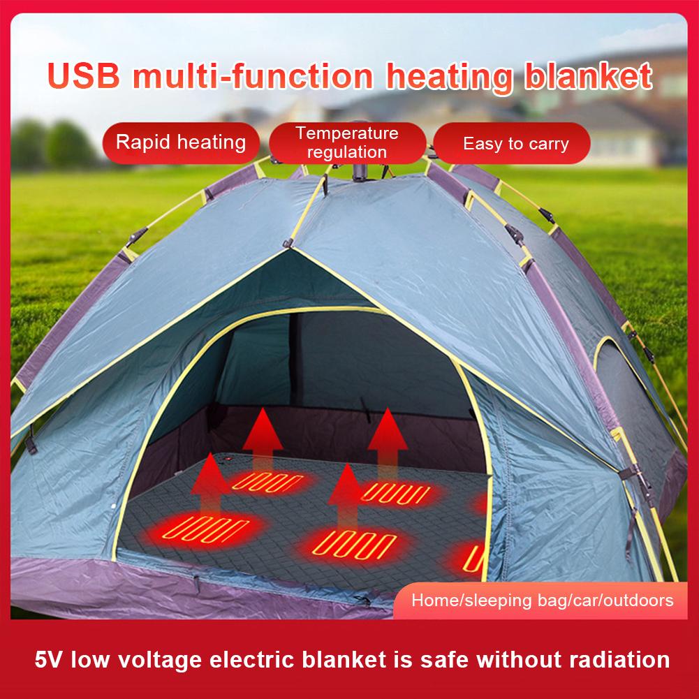 Electric Heating Blanket USB Powered 6 Heating Zones Heated Sleeping Bag Pad USB Powered Physiotherapy Blanket 6 Heating Zones