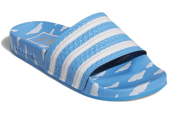 adidas Originals ADILETTE J Comfortable Abrasion Resistant Abrasion Resistant Kids' Slippers White Blue Teenagers GZ3690