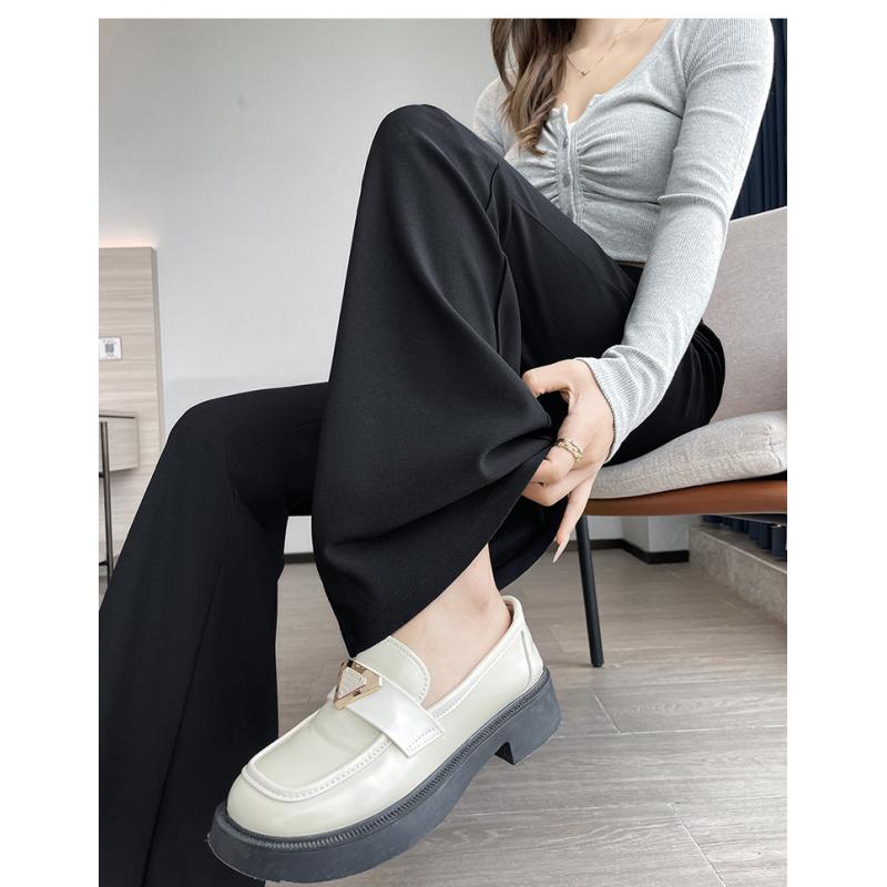 Black Flared Pants for Women 2025 Autumn Winter New High Waist Slimming Slightly Flared Pants Floor-Length Straight Narrow Suit Pants