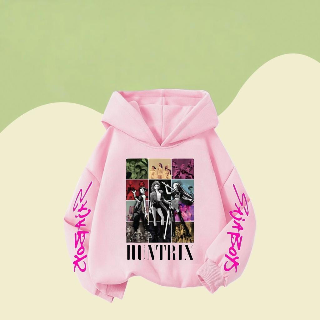 Kpop Huntrix children's hoodies, elegant clothing with character patterns, casual tops with hoodies, children's popular clothing