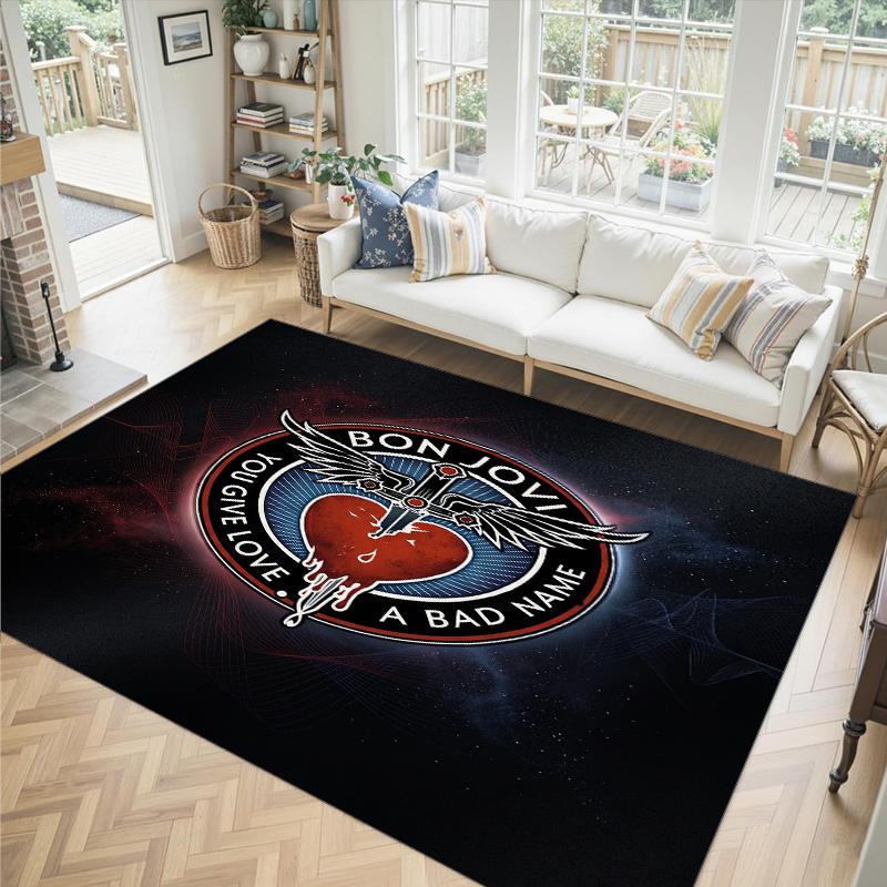 Bon Jovi Design Crystal Velvet Carpet Cozy Non?Slip Printed Rug For Bedroom Living Room Entrance