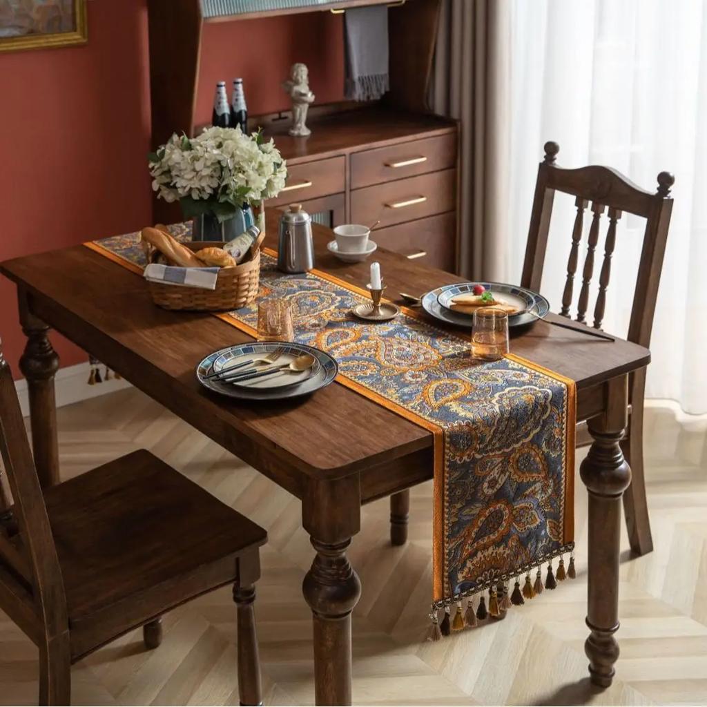 Jacquard Blue Table Runner for Dining Decoration Home Tea Table Runner Table Cover TV Cabinet Bed Runner