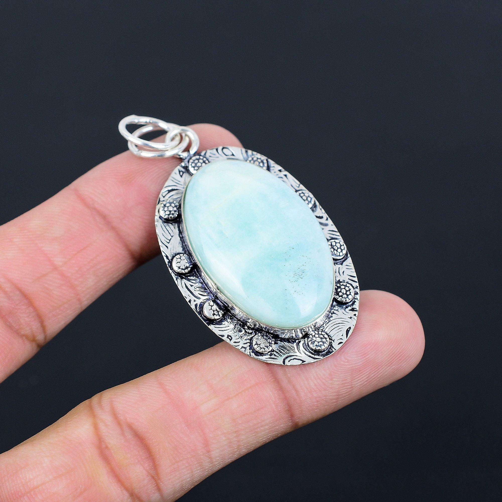 Sisters Day Sale 925 Sterling Silver Amazonite Stone Wedding New Pendant Jewelry