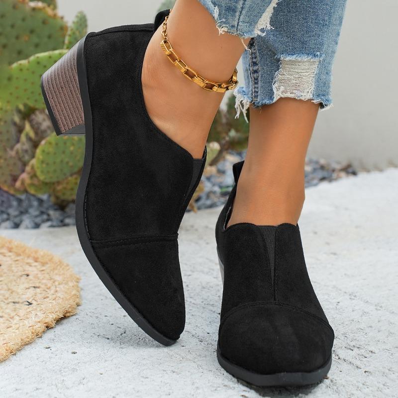 Fashion Women's Fashionable Ankle Single Shoes Thick Heels High Heels Casual Leather Retro Women's Shoes High Quality Non-slip Shoes