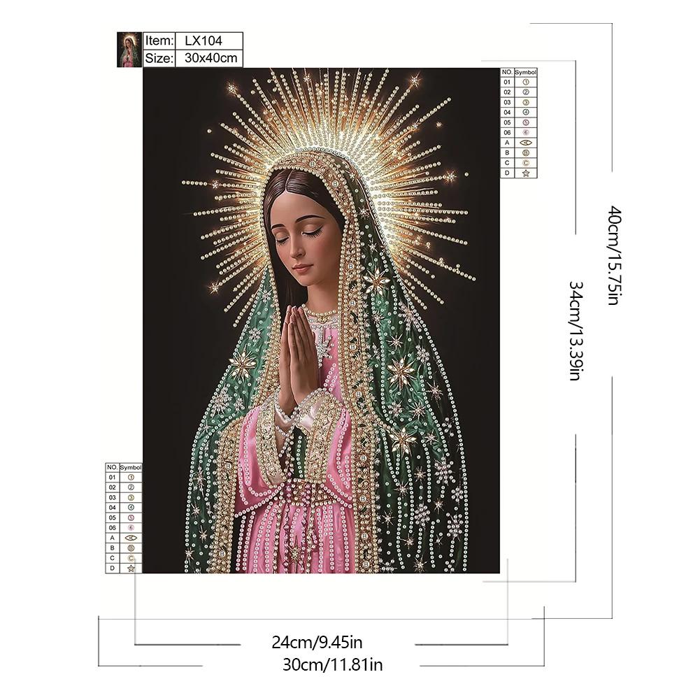 Marian Religion Diamond Painting Kit 30x40cm for Adults Beginners Gift 5D DIY Embroidery Crystal Rhinestone Art, Home Wall Decor