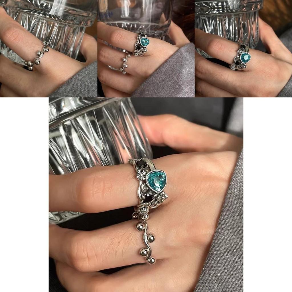 Aged Copper Vintage Adjustable Open Ring With Unique Zircon Stone For Women