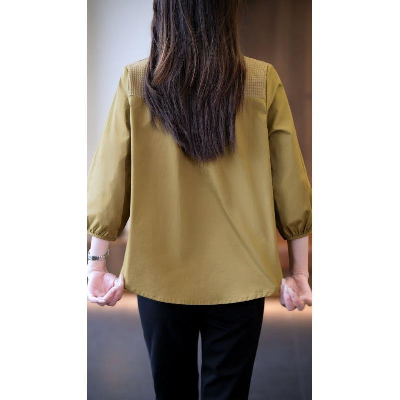 Women Loose Patchwork Solid Color Casual Commute Shirt For Ladies Daily Wear
