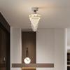 Elegant French Crystal Glass Pendant Lamp - Luxurious Bedside or Entrance Decoration