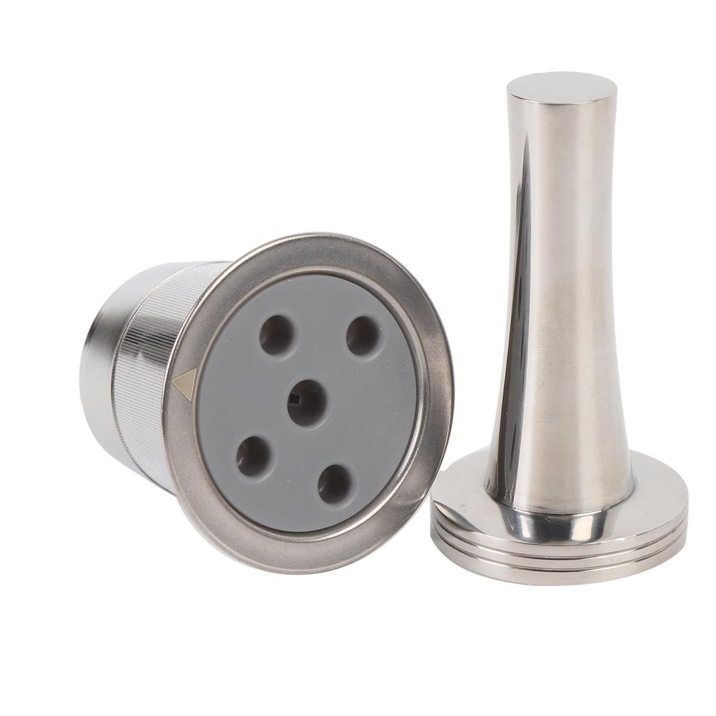 5 Hole Reusable Coffee Capsule Refillable Coffee Pod Filter with Stainless Steel Coffee Tamper Brush Spoon