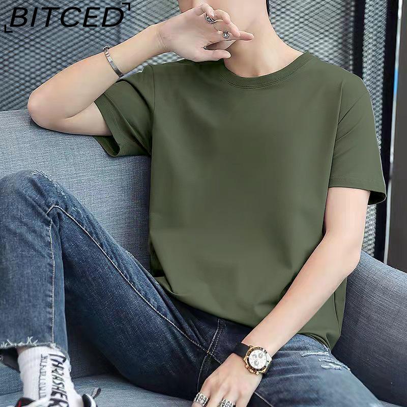 BITCED Cotton Short Sleeve T-shirt Men's Fashion Loose Half Sleeve Shirt Printed Compassionate Shirt