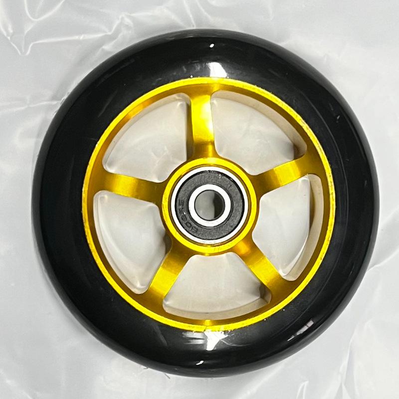

100mm Scooter Wheels Replacement with Bearings Aluminum Wear-Resistant PU Stunt Scooter Parts Kick Scooter Accessories 2pcs/set 100x24mm