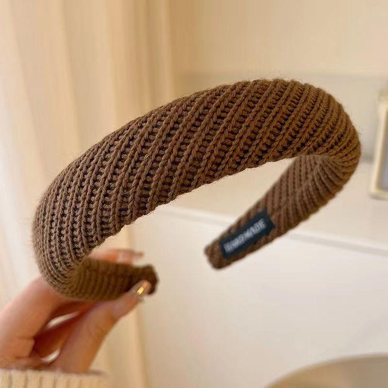 French Retro High Crown Wide-Brimmed Plush Headband for Face Washing and Outings