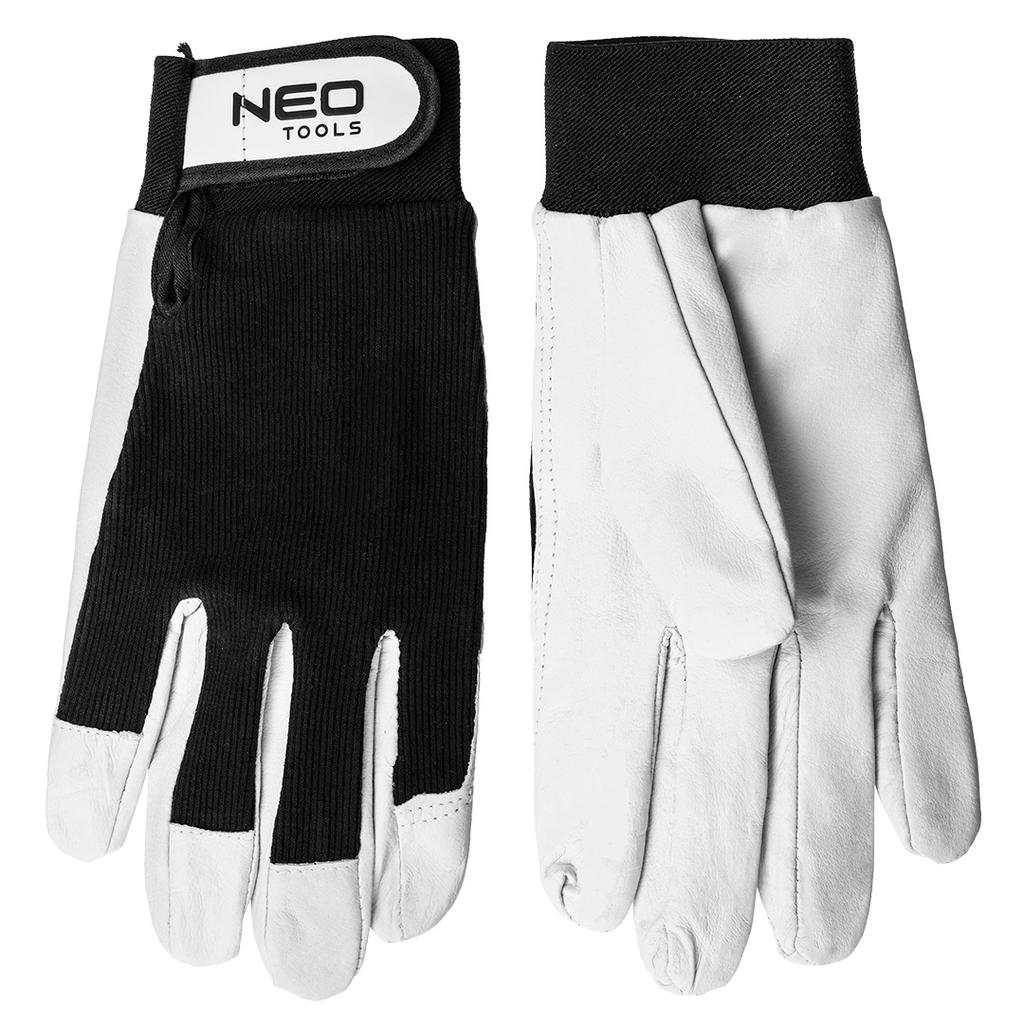 Work gloves, full grain pigskin leather, with Velcro, 10"