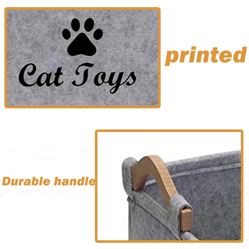 1/2pcs Cat Supplies Storage Basket Felt Material Cat Toy Organizer Basket With Handle Large Capacity Pet Supplies Organizer Box