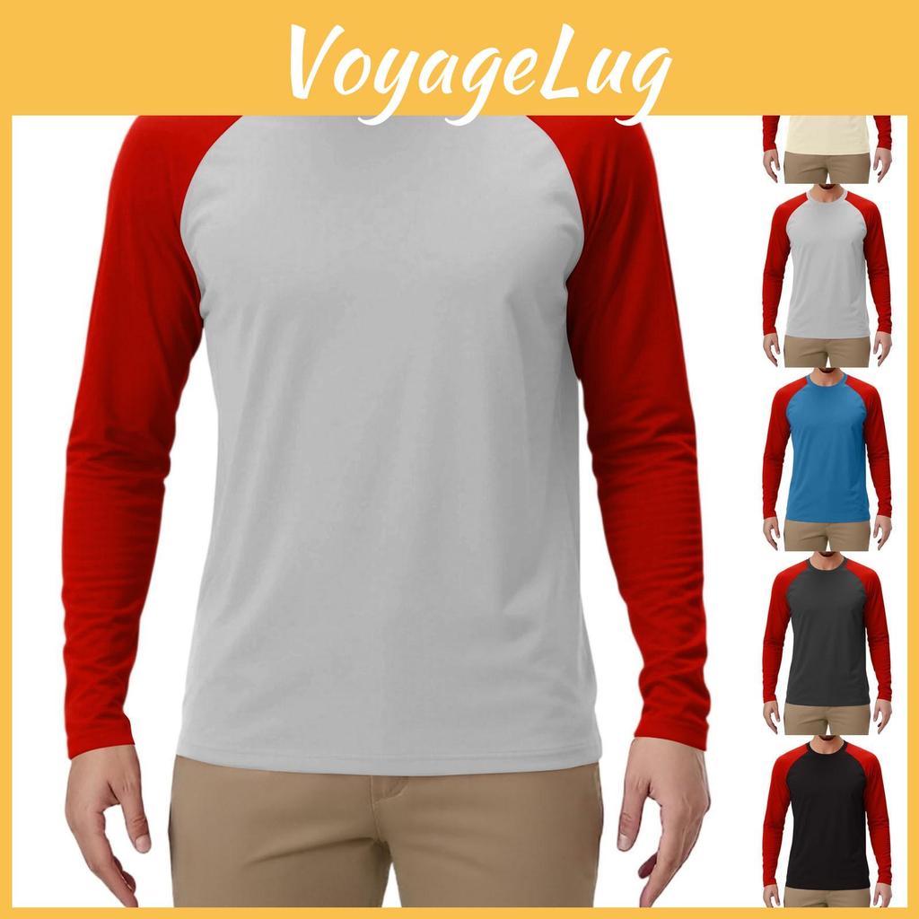 Color Mens Raglan Contrast Long Sleeve Sports Top