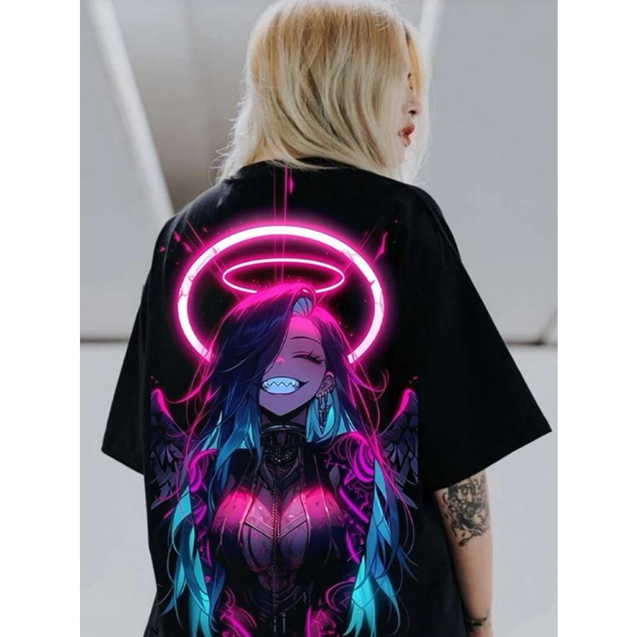 

2024 Летние модные футболки для мужчин и женщин унисекс большого размера с героями аниме в японском стиле в уличном стиле супер крутые парные футболки S