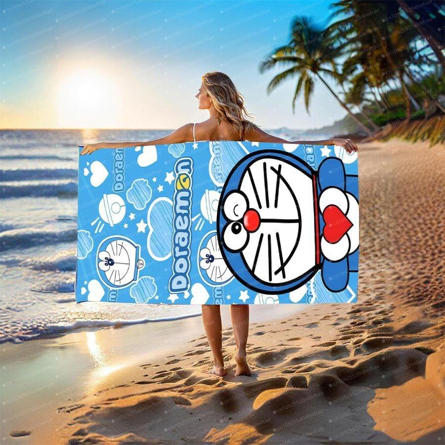 1Pc Cute Cartoon Doraemon Absorbent Towel Swimming Pool Travel Gift Gym Shower Camping Quick Drying Exercise Beach Towel