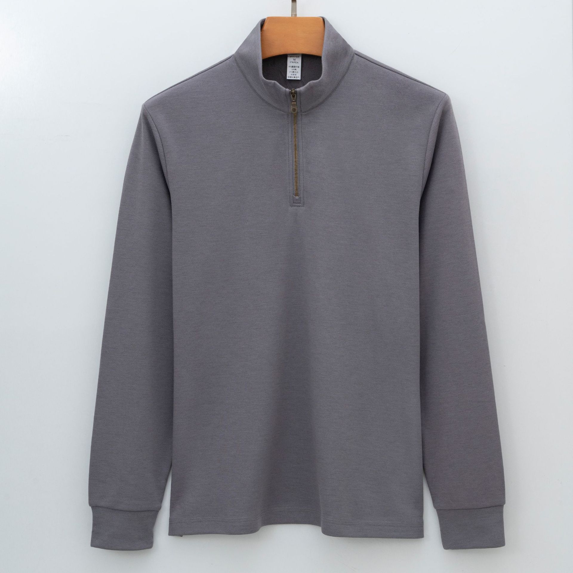 High-end Machine-washable Cardigan Mens Sweatshirt 260g Long-sleeved Outer Bottoming Blouse Half Zipper Pullover Active Sweater S