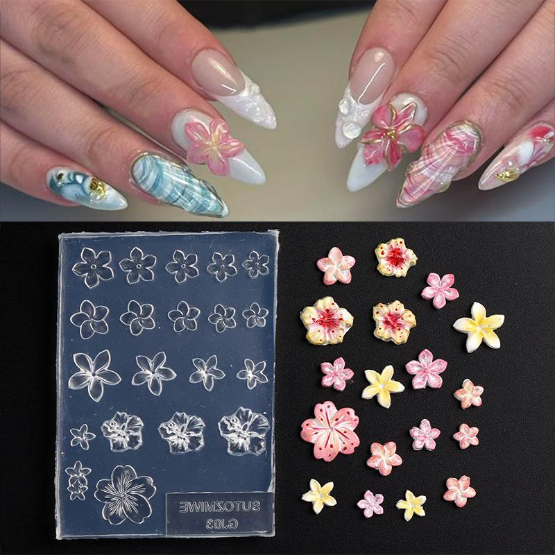Handmade Diy Frangipani Silicone Nail Art Mold For Manicure Fashionable Flower Nail Art Design Mould High Transparent Template
