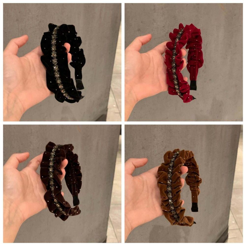 Elegant Shiny Rhinestone Headband French Style Women Sequin Hairband  Banquet