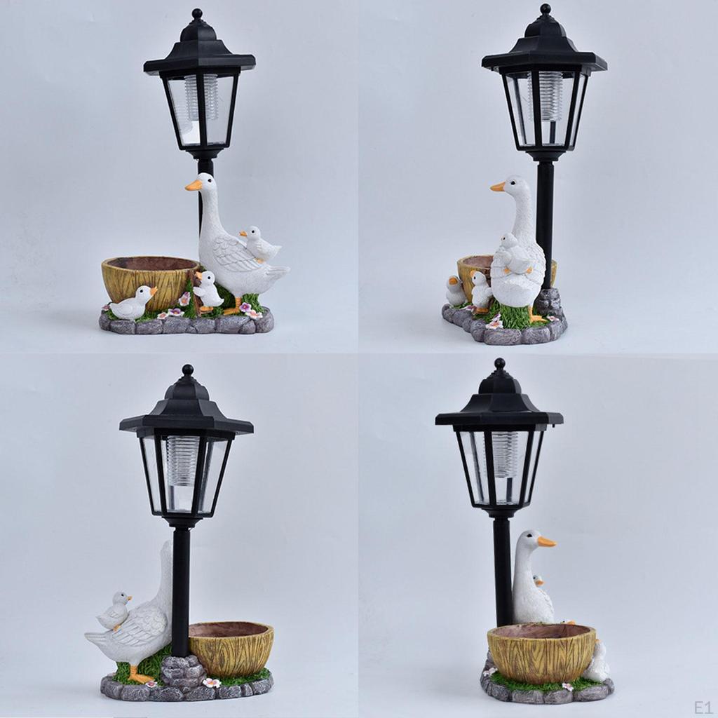 Garden Outdoor Statue Animal Figurine with Solar Lantern Gift Crafts Stylish Resin