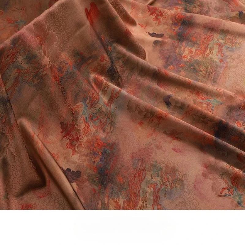 Chinese-style Imitation Silk Cloud Gauze High-end Fabric Soft Cotton Silk Printed Fabric DIY Cheongsam Dress Hanfu Clothing