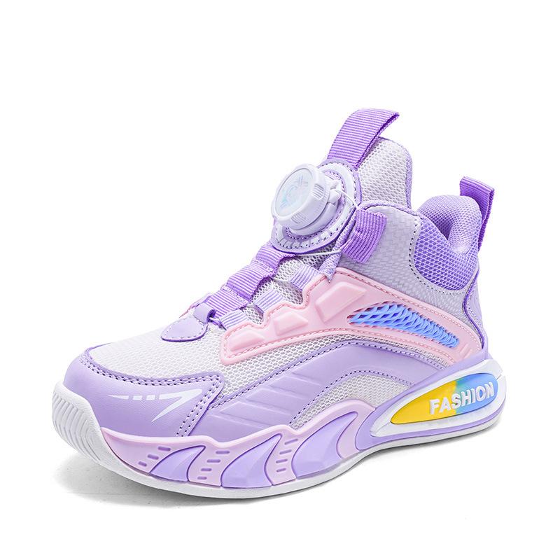 Girls' middle-aged and older children's basketball shoes, light boys' sports shoes, 2025 new spring leather children's sports shoes