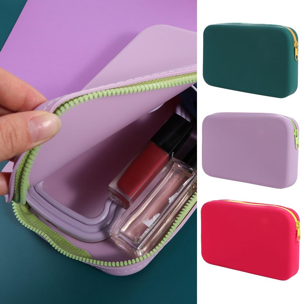 

Large Capacity Silicone Storage Bag Solid Color Coin Money Bags Outdoor светло-серый