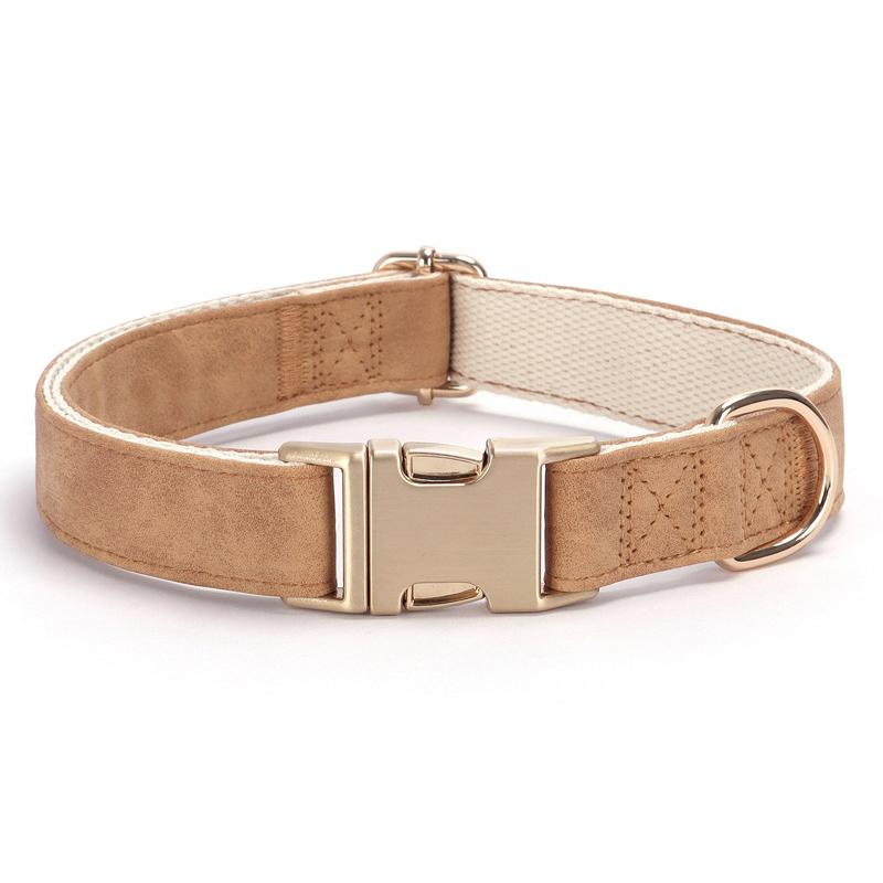 Adjustable Soft Suede Leather Dog Collar with Metal Buckle Fashional Durable Anti-Escape Dog Necklace Collares Para Perro