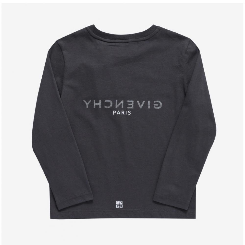 Givenchy H25448 070 Archetype Logo Print Kids Long Sleeve Tee