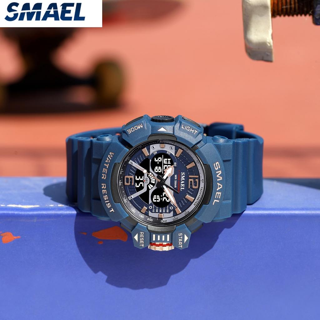 SMAEL Sportovní hodinky Pánské 50M Vodotěsné náramkové hodinky Dual Time Display Multifunkční Sportovní hodiny 8065 Pánské hodinky Digital