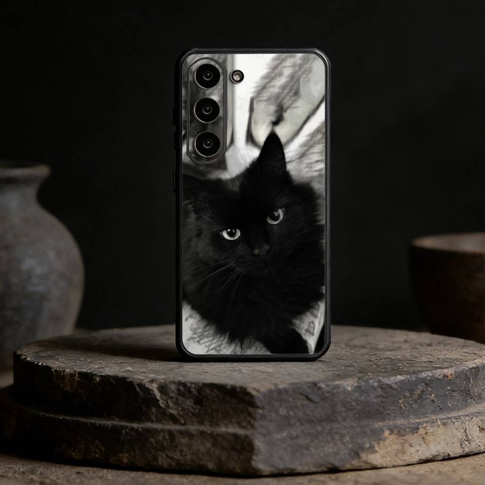 B-Black C-Cat Phone Case For Samsung Galaxy A91,80,73,72 ,71,53,52,32 ,31,22,21s,20,Soft Black Case