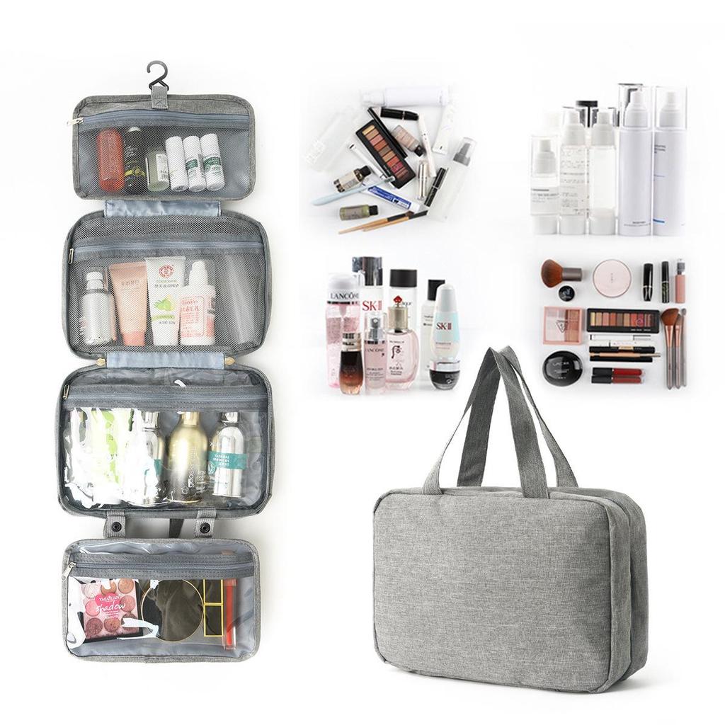 Travel-Friendly Multi-Color Hanging Toiletry & Makeup Bag with Wet and Dry Compartments