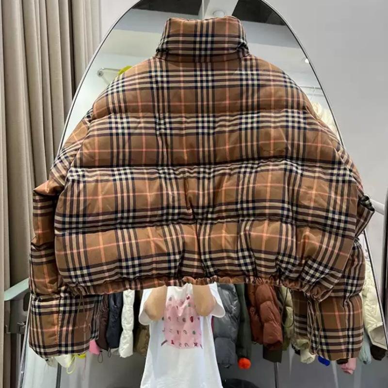 Winter Neu Koreanischer Stil Karomuster Kleiner Herrenmantel Verdickter Kurzer Baumwollmantel für Damen