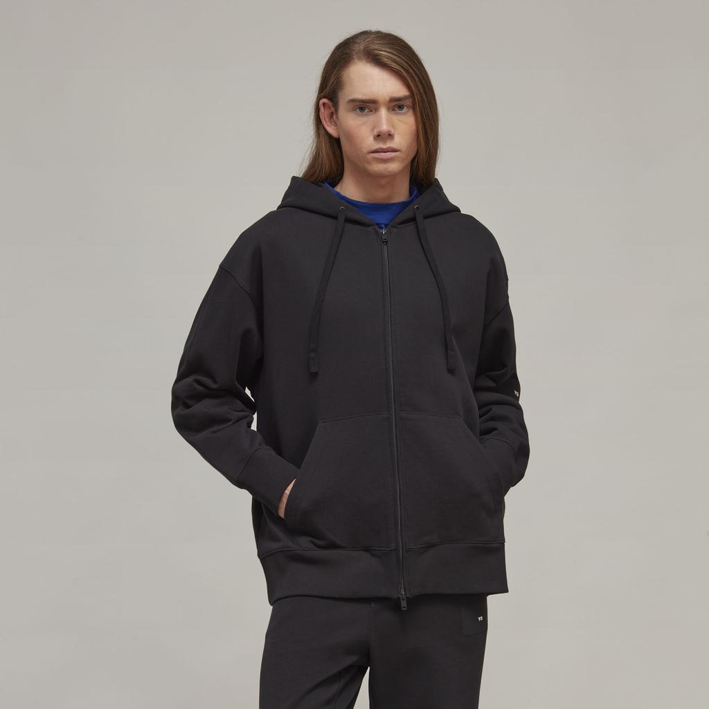 Adidas Y-3 Organická bavlna Terry Zip Mikina s kapucí Černá Unisex Streetwear H44785