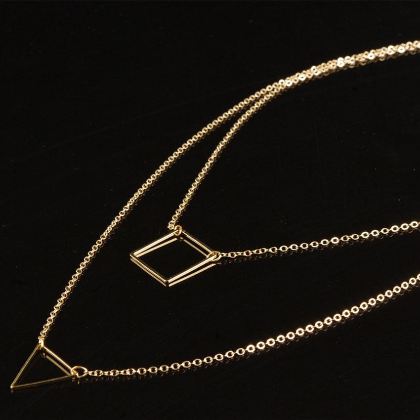 

Женский сексуальный бюстгальтер-цепочка для пляжа, пляжное геометрическое треугольное квадратное двухслойное ожерелье 2