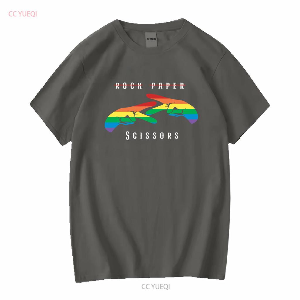 Rock Paper Scissors Funny Lesbian Pride LGBT T ShirT long or short sleeves vintage Washed Unisex Comfortable Slightly Versatile