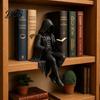 Dekorace čtoucí kostry Gotická temná fantasy postava, Soška knihy, Složitá kosterní řemeslná dekorace pro domov, knihovnu, kancelář, studovnu